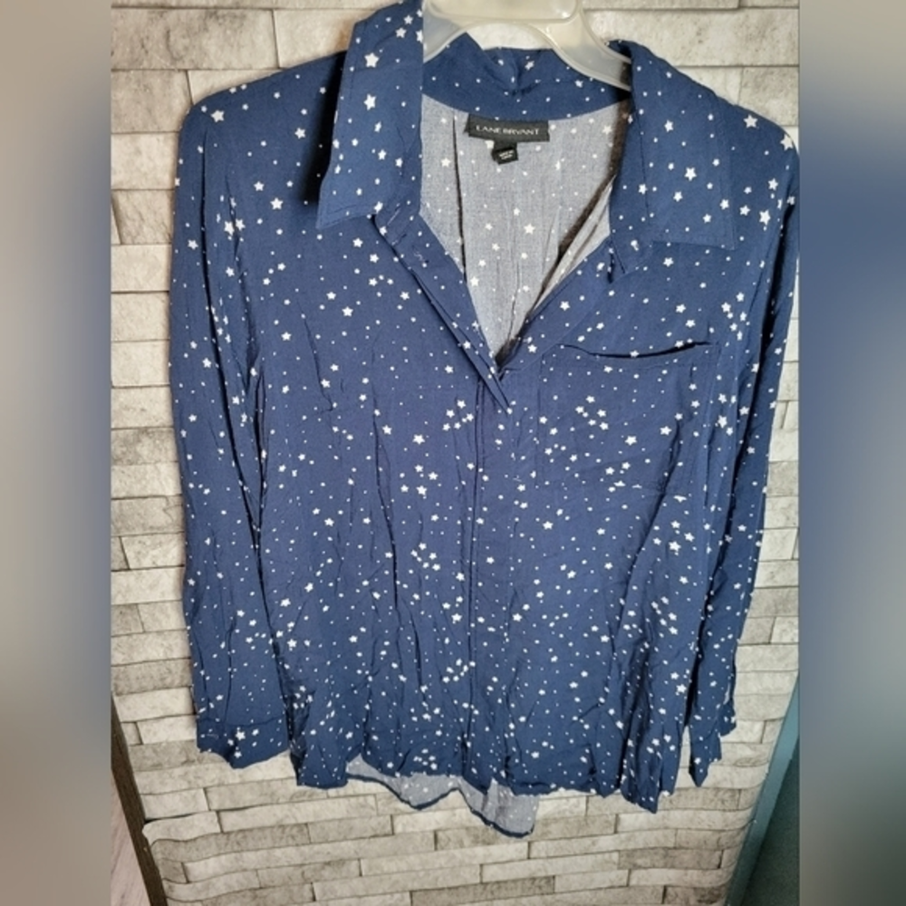 Lane Bryant button Down Starry Shirt‎ Size 14/16